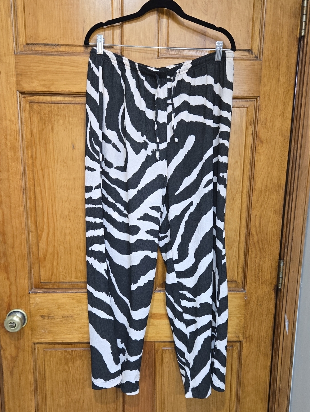 H&M Black and White Zebra Wide-Leg Pants